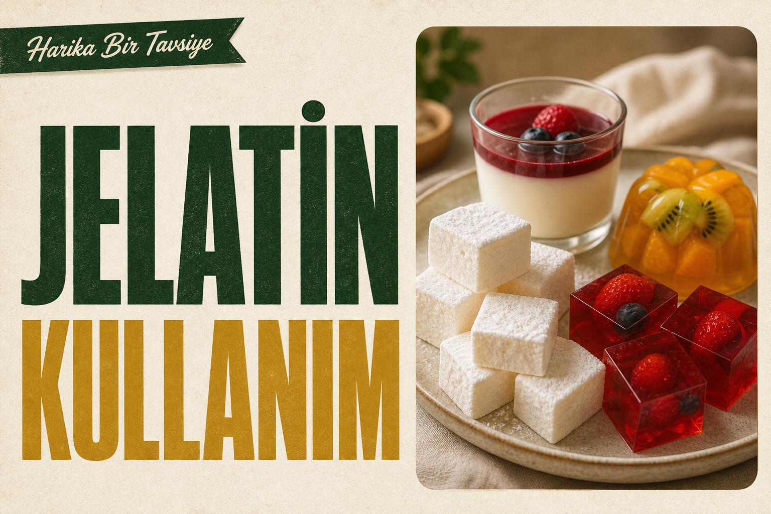 Sığır Jelatininin Kullanım Alanları — Panna cotta, cheesecake, marshmallow ve kemik suyu içeren kullanım kompozisyonu |…