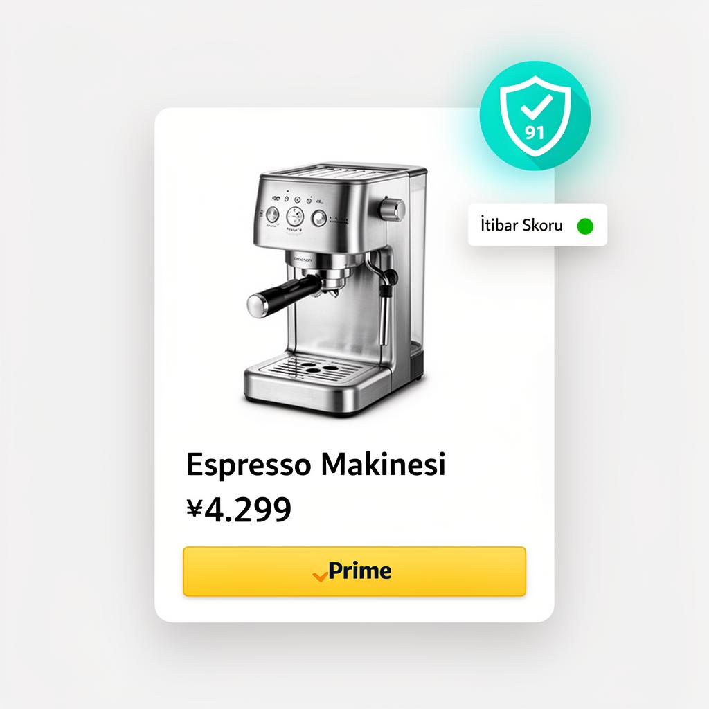 Amazon.com.tr üzerinde İtibar Skoru rozeti gösteren ürün kartı
